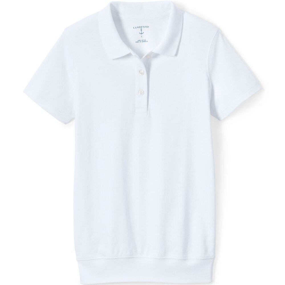 Lands' End Kids Short Sleeve Polo Shirt Boys or Girls White Size XXL 18 - 20 2XL